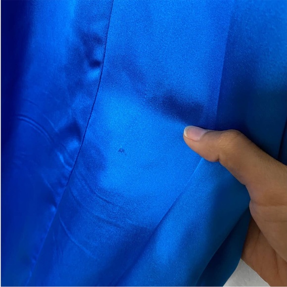 Zara Satin Effect Cut Out Blue Dress - Picture 8 of 8